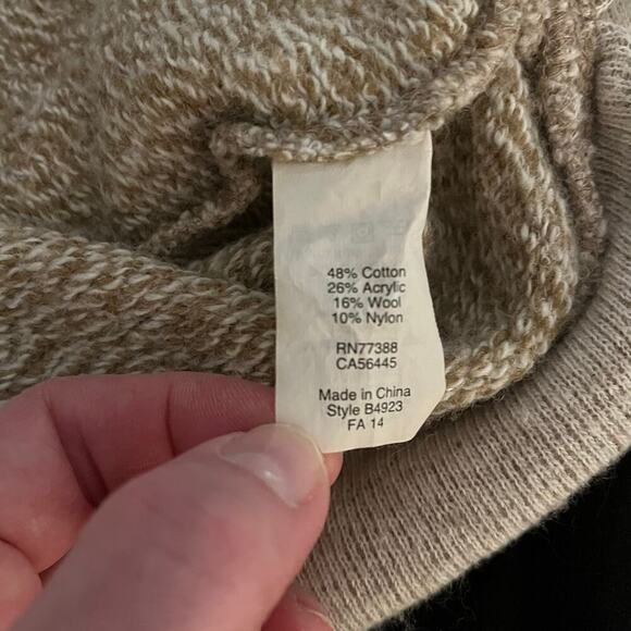 J.Crew Cowl Neck Pullover Sweatshirt B4923 Small Light Tan Wool Blend - Picture 6 of 7